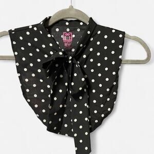 Black & white polka dot layering collar with faux pearl snap buttons and scarf